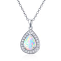 Opal Pendant Necklace 925 Sterling Silver Waterdrop Necklaces 18K White Gold Plated Opal Jewelry P349