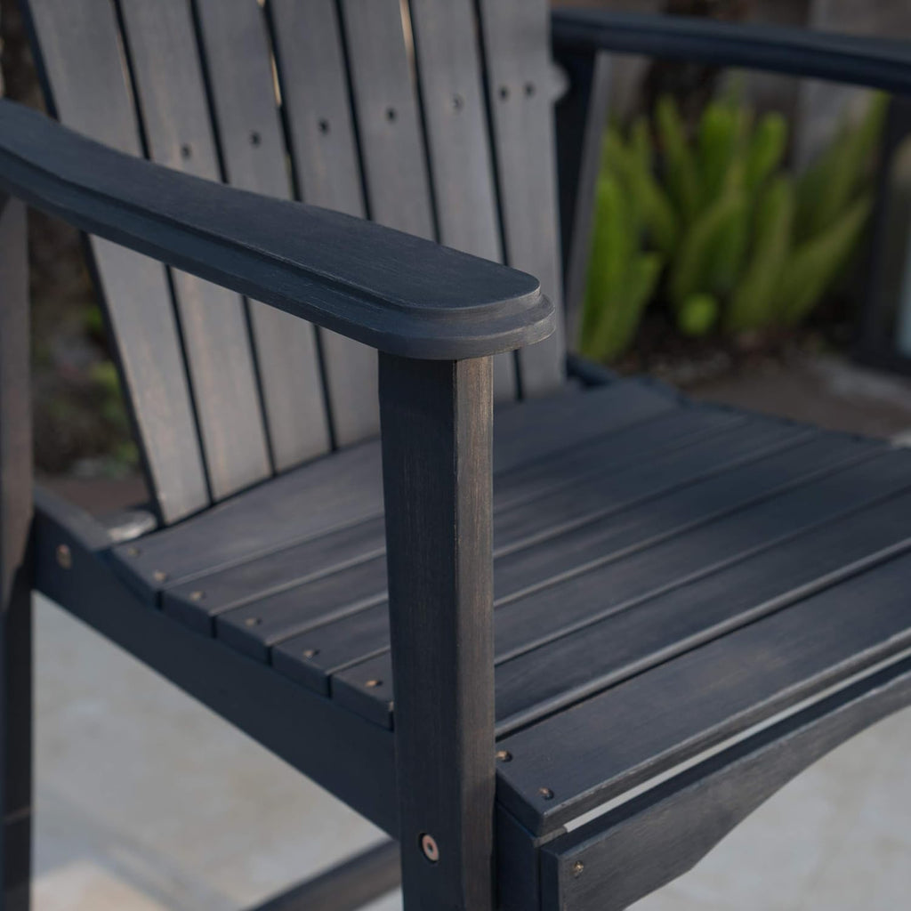 2-Pcs Set Dark Grey Acacia Wood Adirondack Barstools Y996