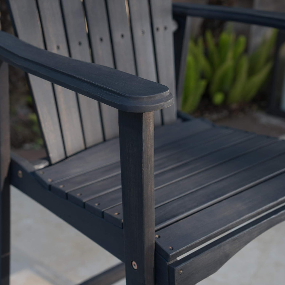 2-Pcs Set Dark Grey Acacia Wood Adirondack Barstools Y996