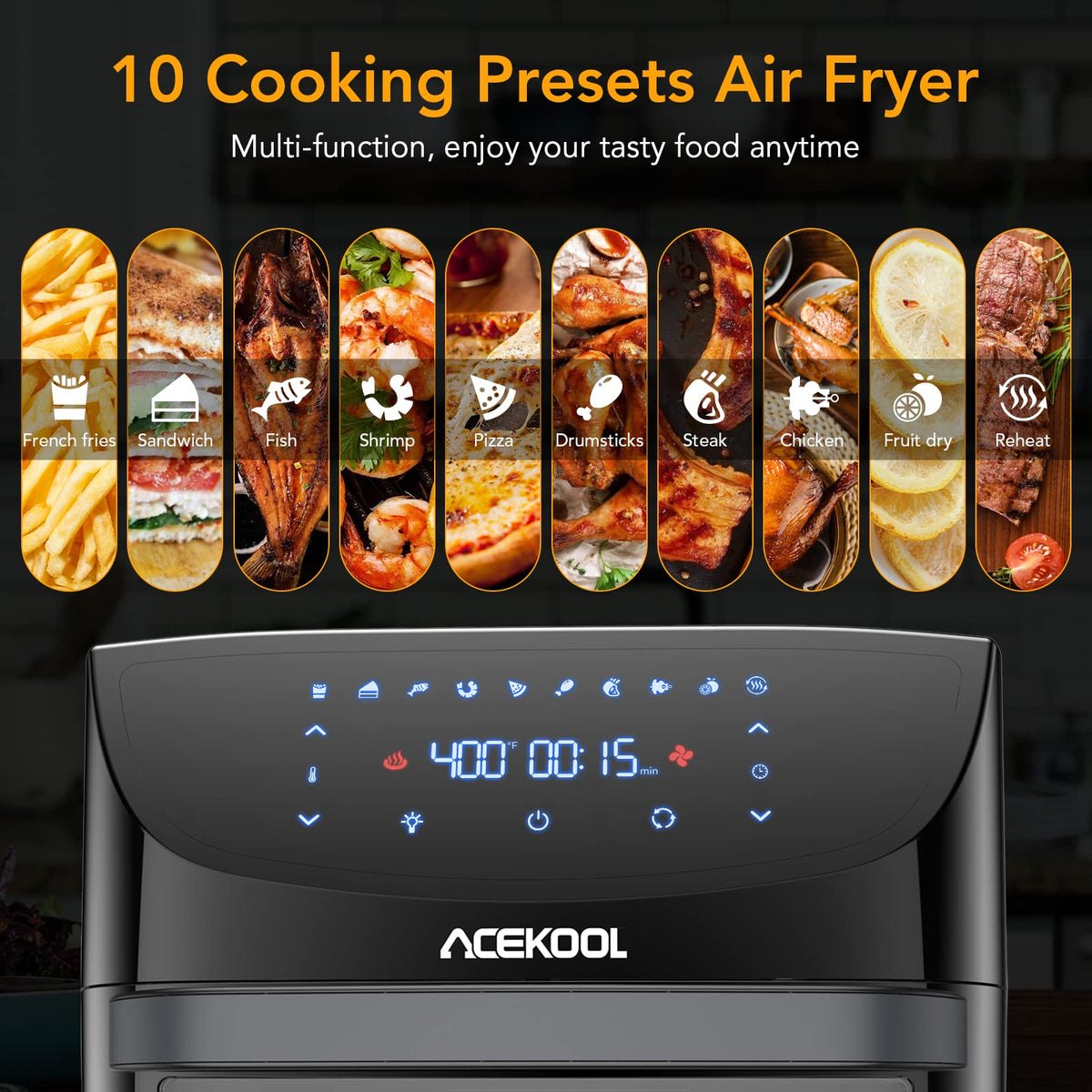20 Quart 10-in-1 Digital Convection Air Fryer Toaster Oven Combo with Rotating Basket I919