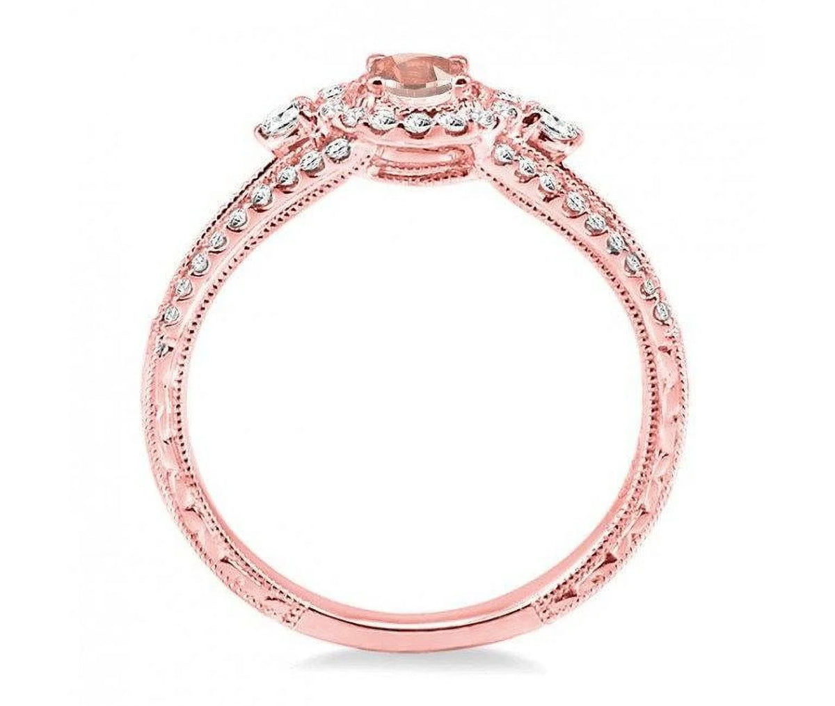 1.50 Carat Round Morganite and Diamond Engagement Ring in 14k Rose Gold B881419