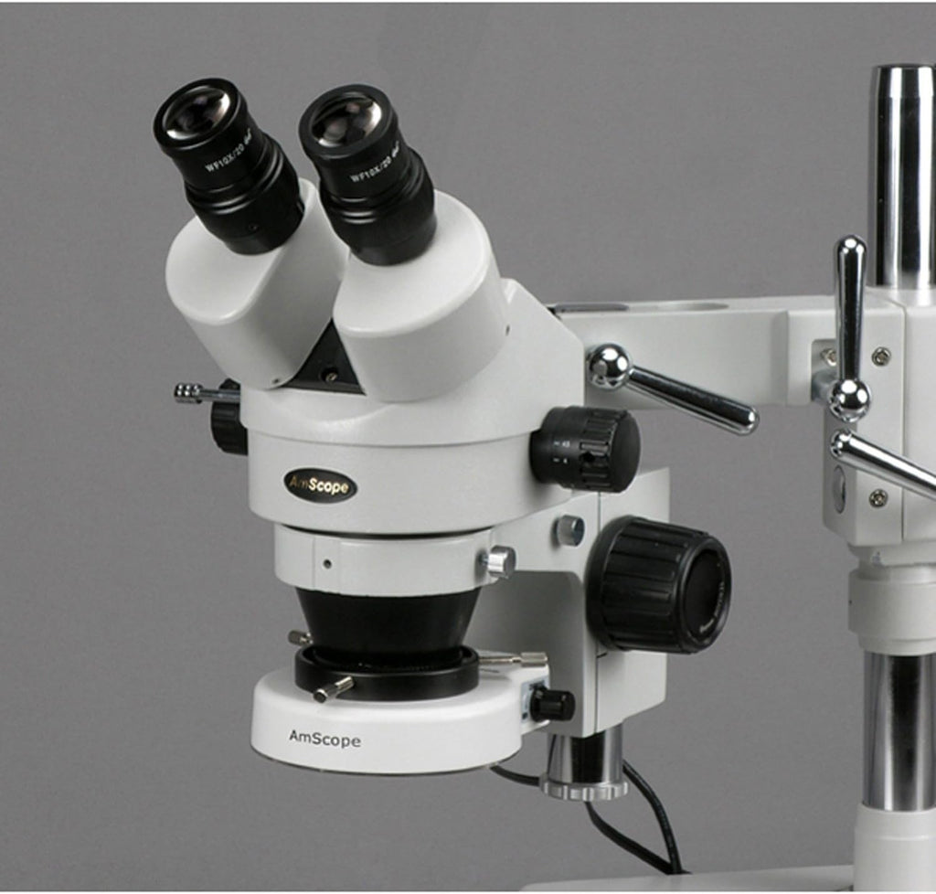 Binocular Stereo Zoom Microscope, 3.5X-90X Magnification, LED Ring Light, Double-Arm Boom Stand O697279