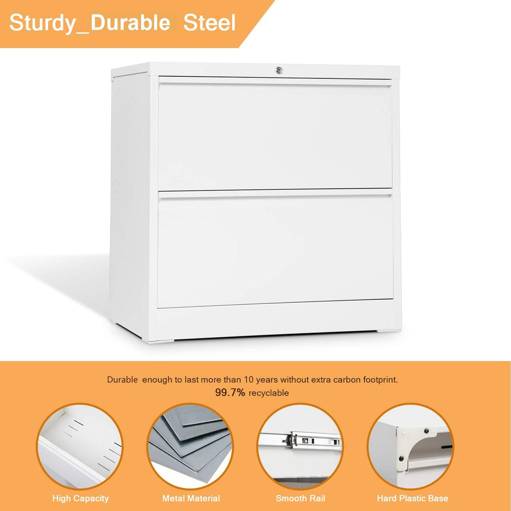 2 Drawer Metal Lateral File Cabinet with Lock F717