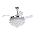 Crystal LED Chrome Retractable Blades Ceiling Fan with Light Kit and Remote Control G6160
