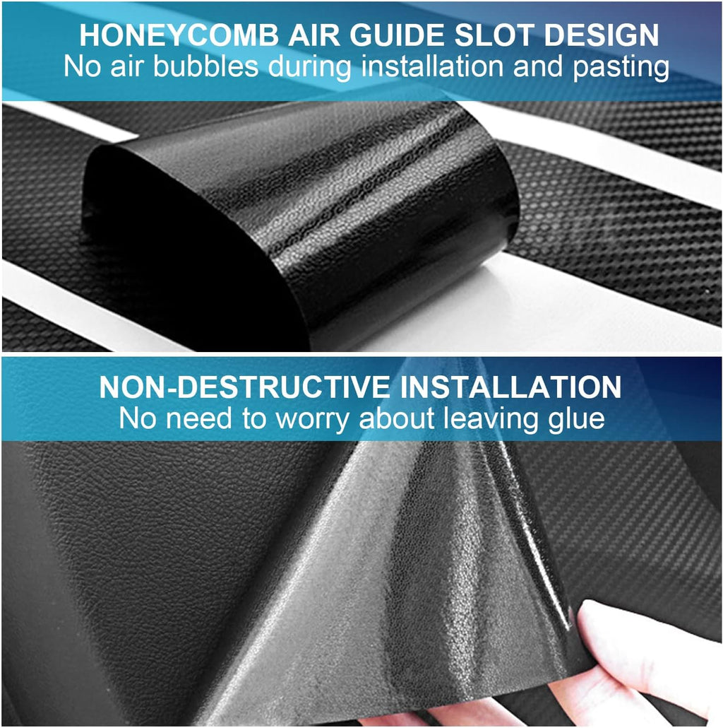Carbon Fiber Texture Side Door Anti-Kick Threshold Protection Decal Panel G7337