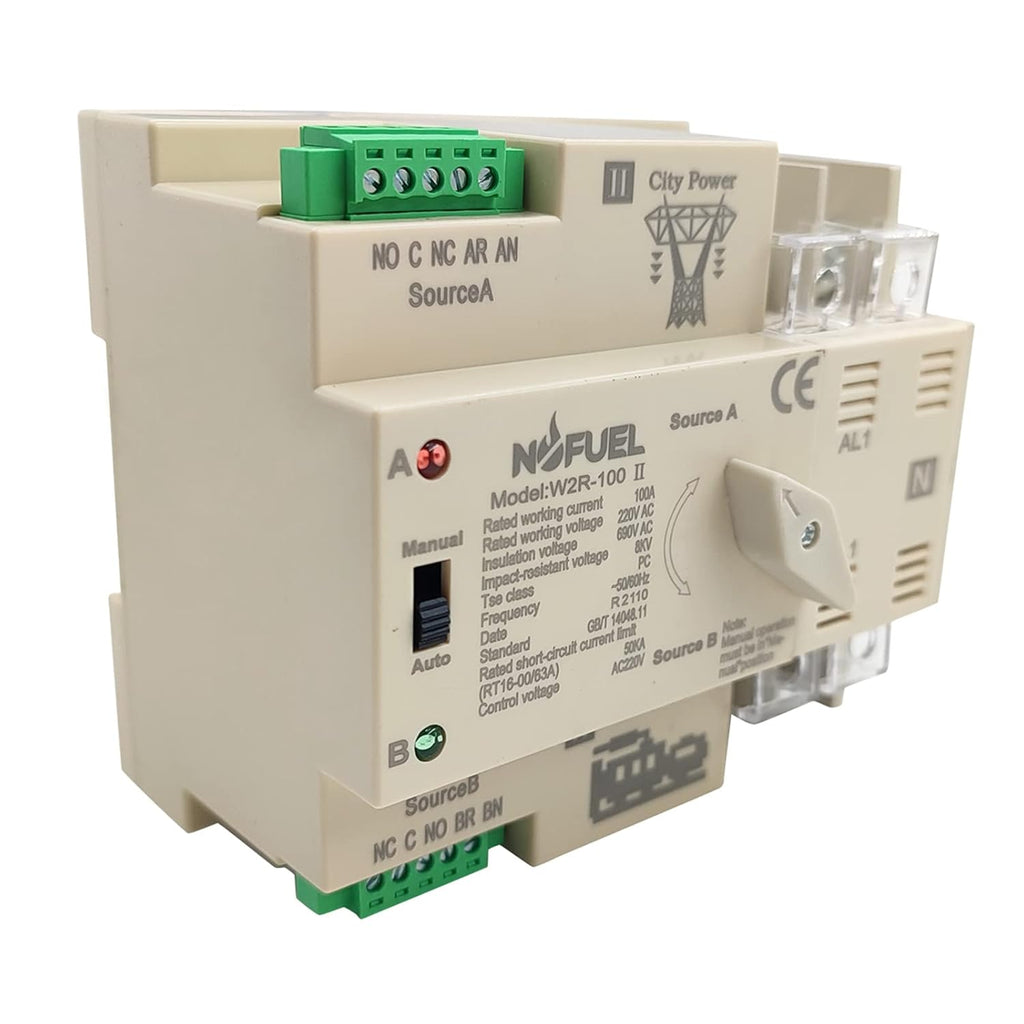 2P 100A Dual Power Automatic Transfer Switch Din Rail 220V Pack of 2 D4917