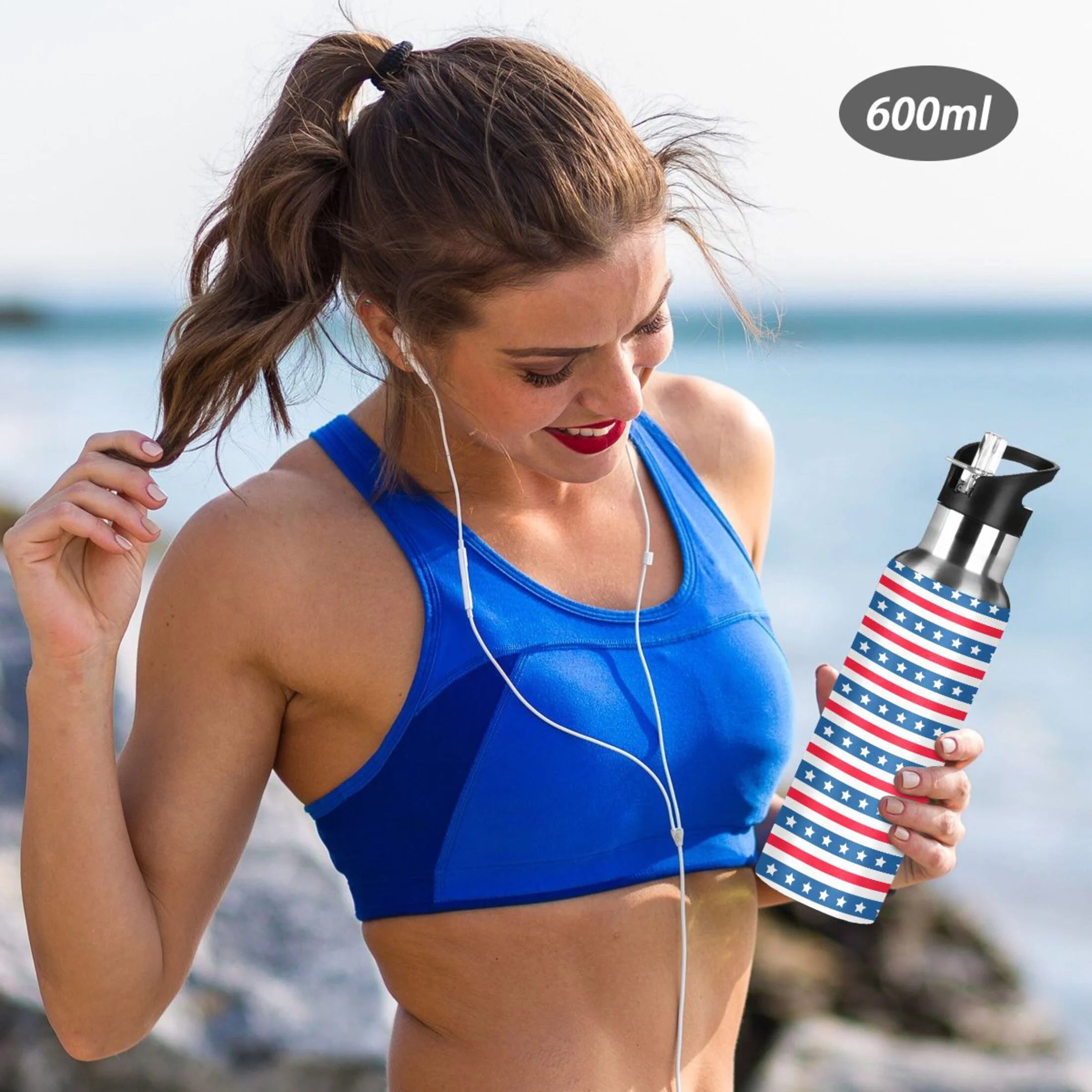Stainless Steel Vacuum Insulated Water Bottle with Straw Lid 20 OZ R1309