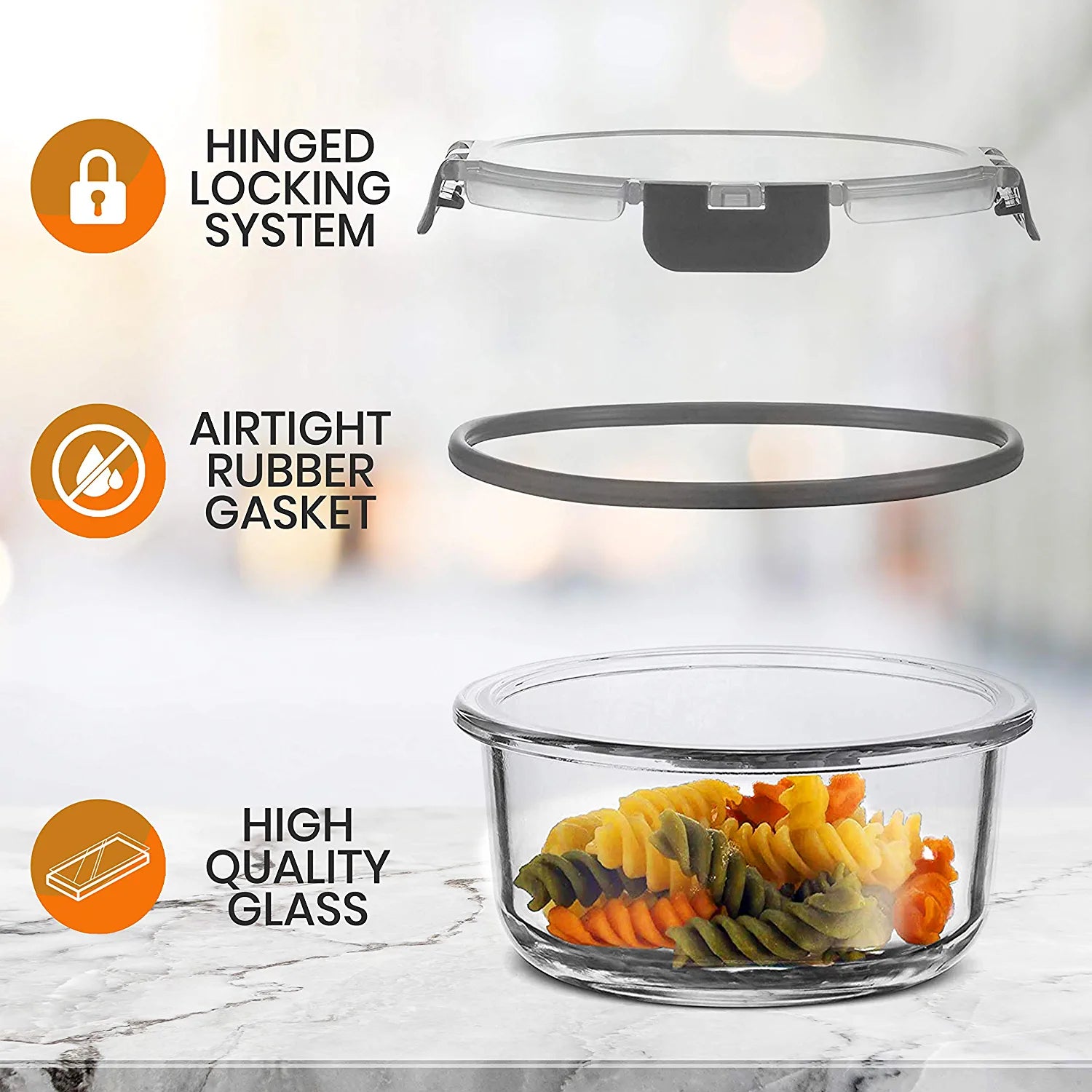 24-Piece Glass Food Storage Containers Set with BPA-free Locking Lids K1007