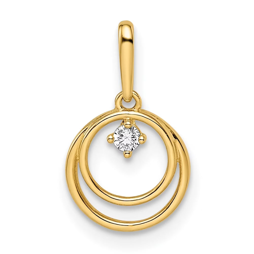 14k Gold CZ Circle Pendant Necklace I20558
