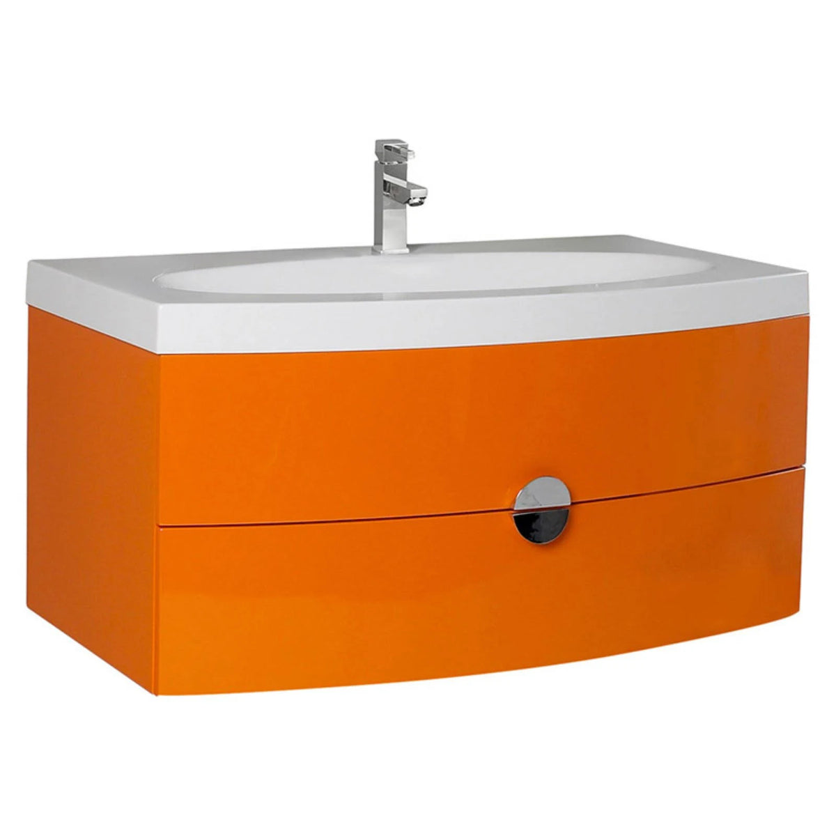 Orange Modern Bathroom Cabinet with Integrated Sink X870819