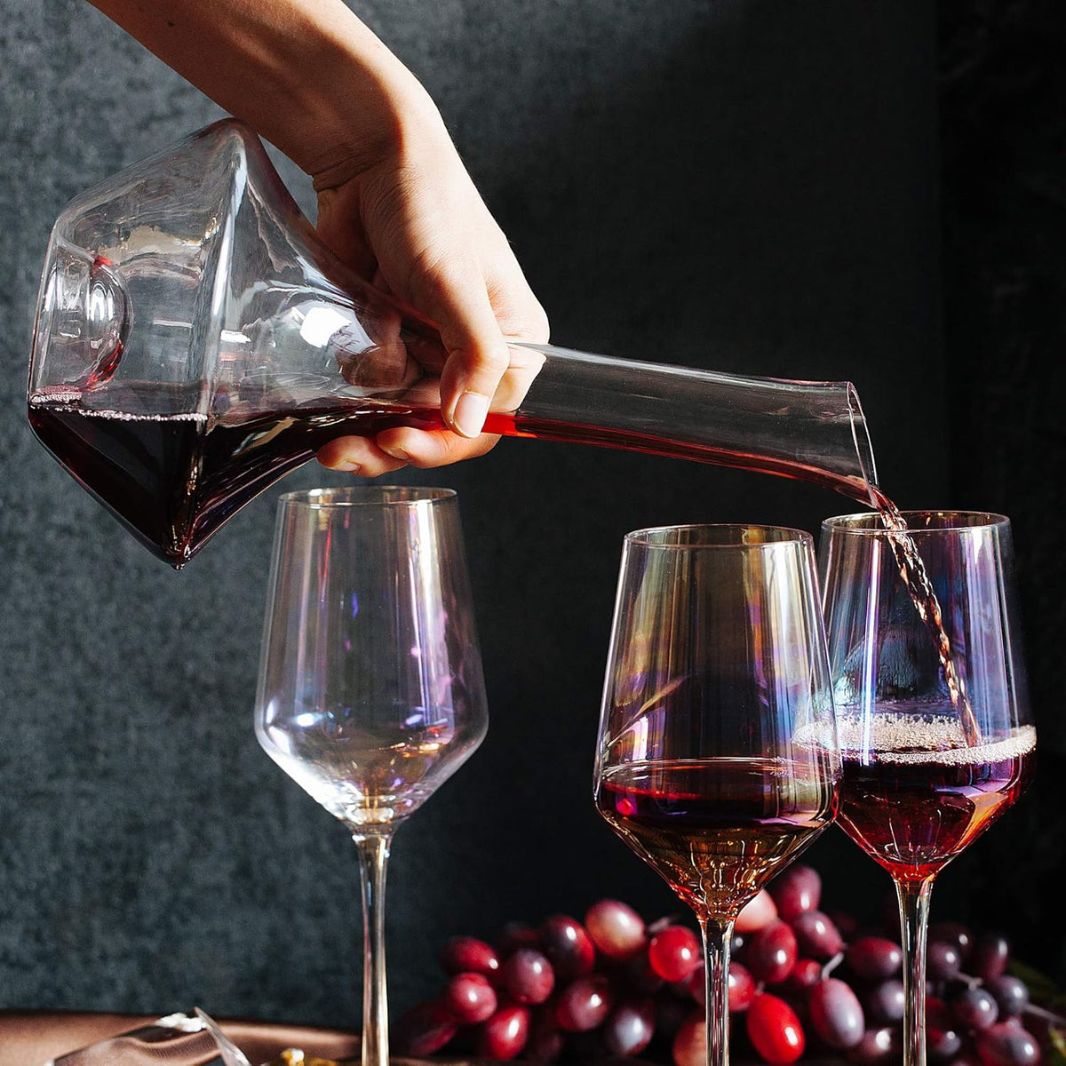 Wine Decanter Set with Stopper, Hand Blown Crystal Glass, Aerator, Pack of 2 F593863