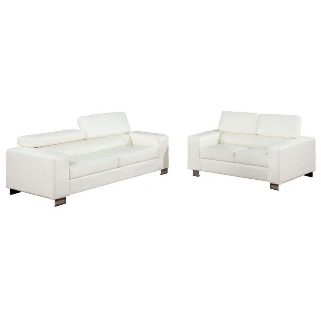 White Faux Leather 2-Piece Sofa Set M389457