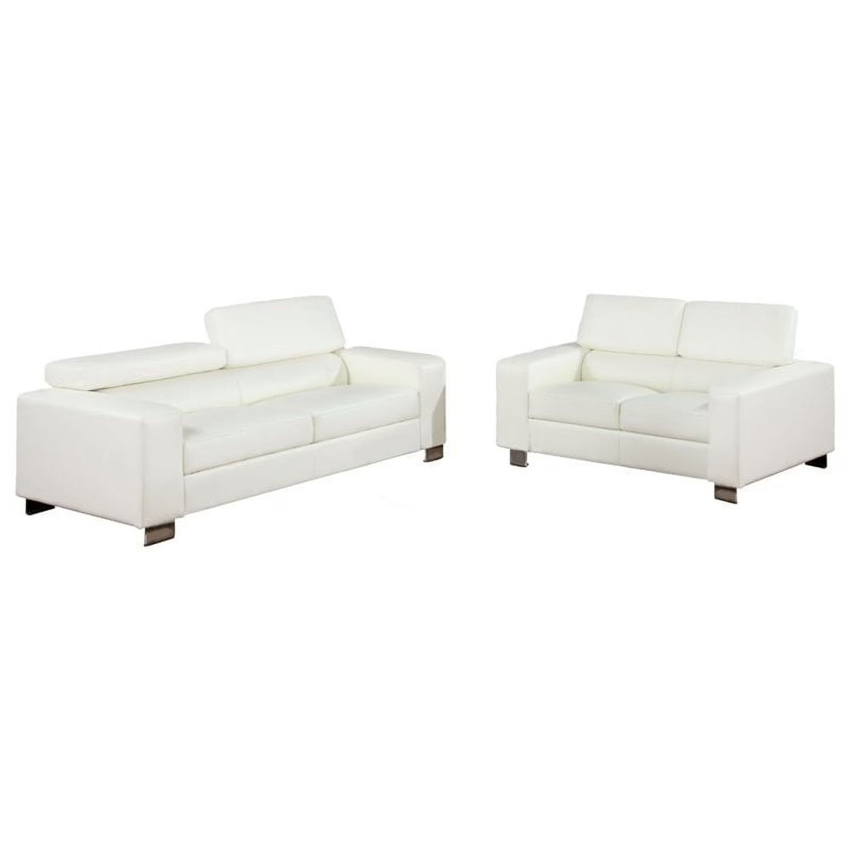 White Faux Leather 2-Piece Sofa Set M389457