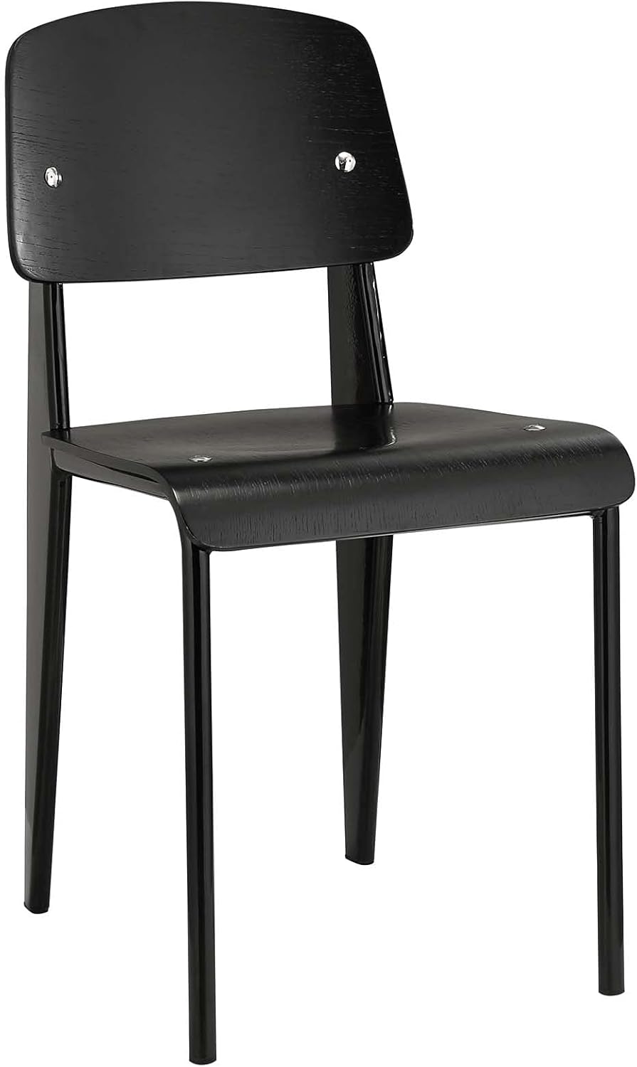 Walnut Black Wood and Metal Dining Chair Z359