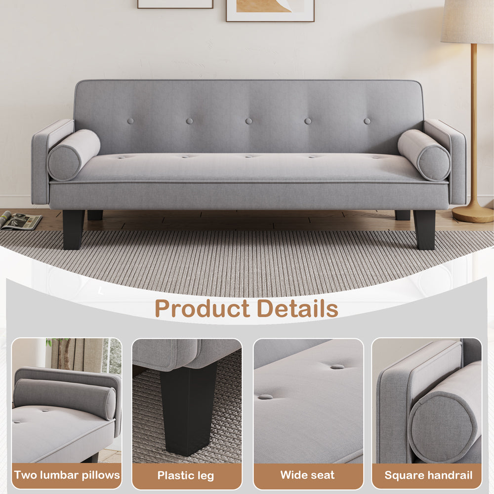 Dark Grey Cotton Linen Sleeper Sofa Bed with Two Pillows F942