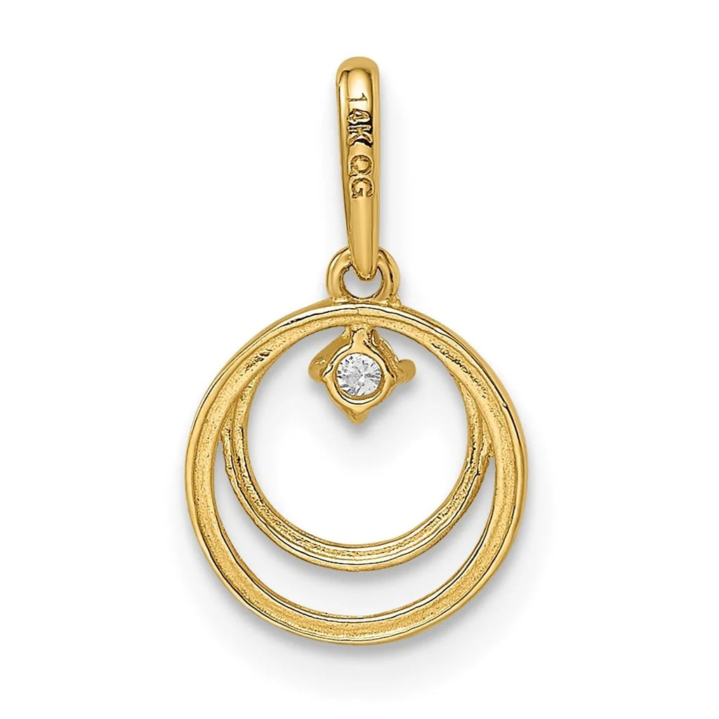 14k Gold CZ Circle Pendant Necklace I20558