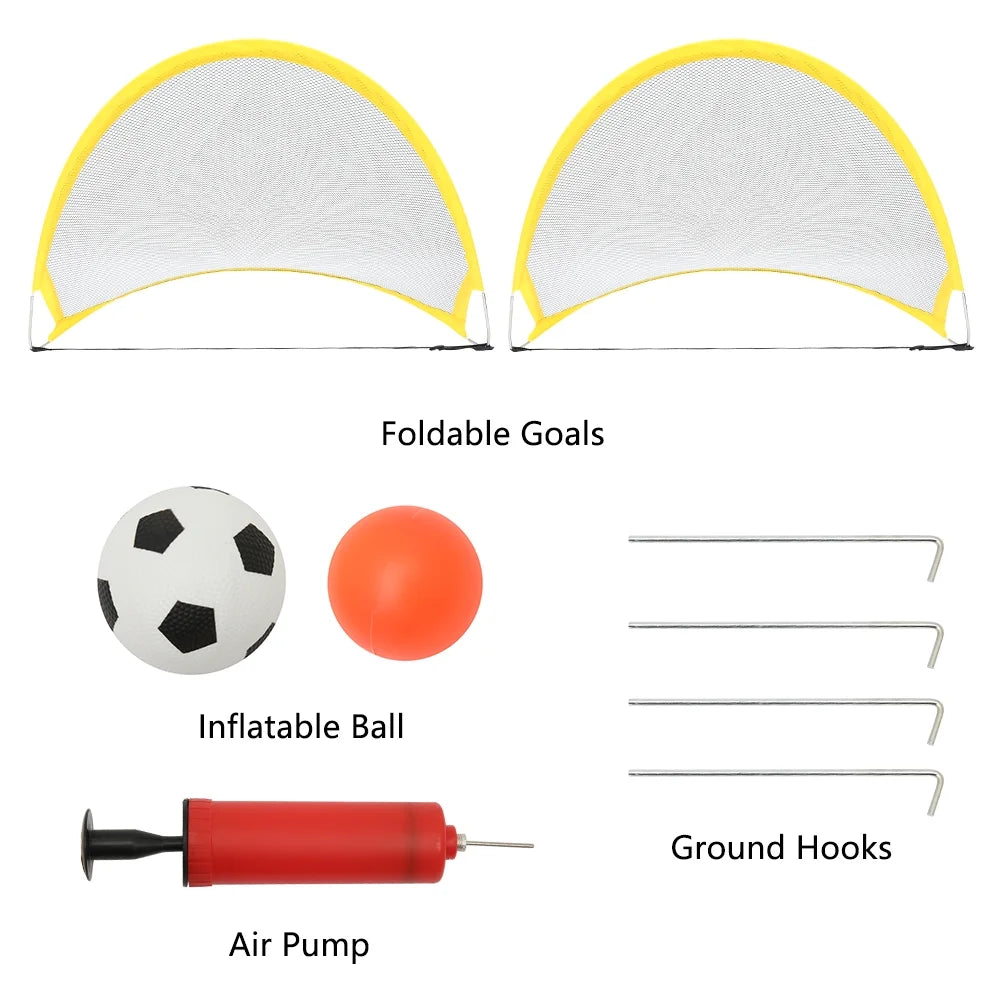 2Pcs Portable Foldable Dome Shaped Football Goals with Inflatable Ball and Air Pump P218
