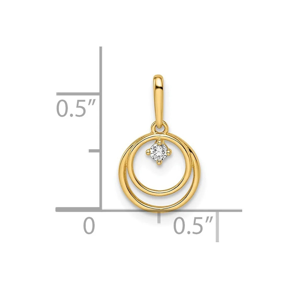 14k Gold CZ Circle Pendant Necklace I20558