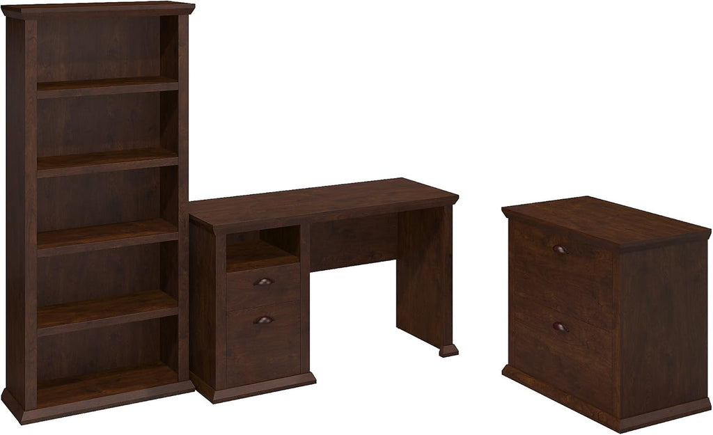 Antique Cherry 50W Desk with 5 Shelf Bookcase T386