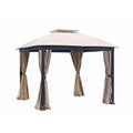 Sand 10x10 Double Roof Gazebo with Mosquito Netting U901166