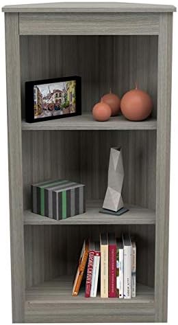 Gray Smoke Oak 3 Shelf Corner Bookcase F6306
