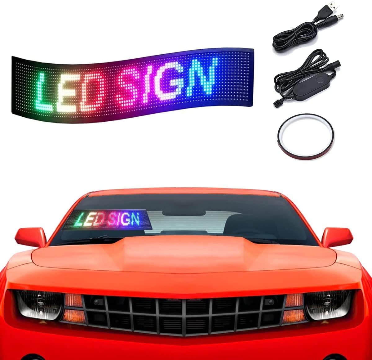 USB 5V LED Scrolling Message Sign, Soft Screen, 14.6''x3.6'', Pack of 2 M71241