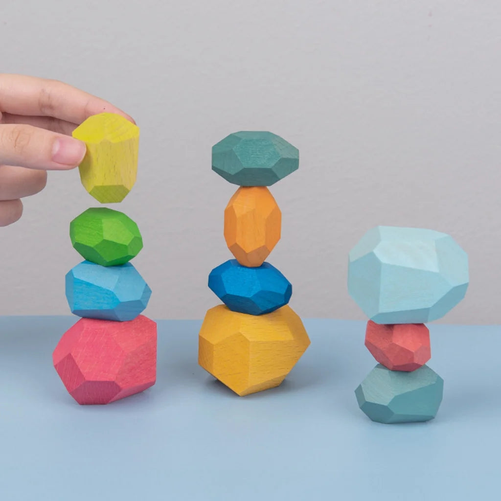 5PC Wooden Stone Stacking Game Building Block Toy I186