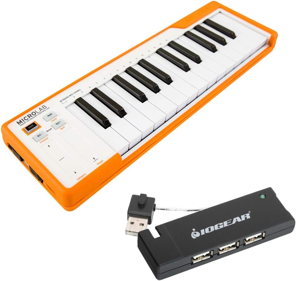 Compact USB-MIDI Controller with 4-Port USB 2.0 Hub Bundle A746375