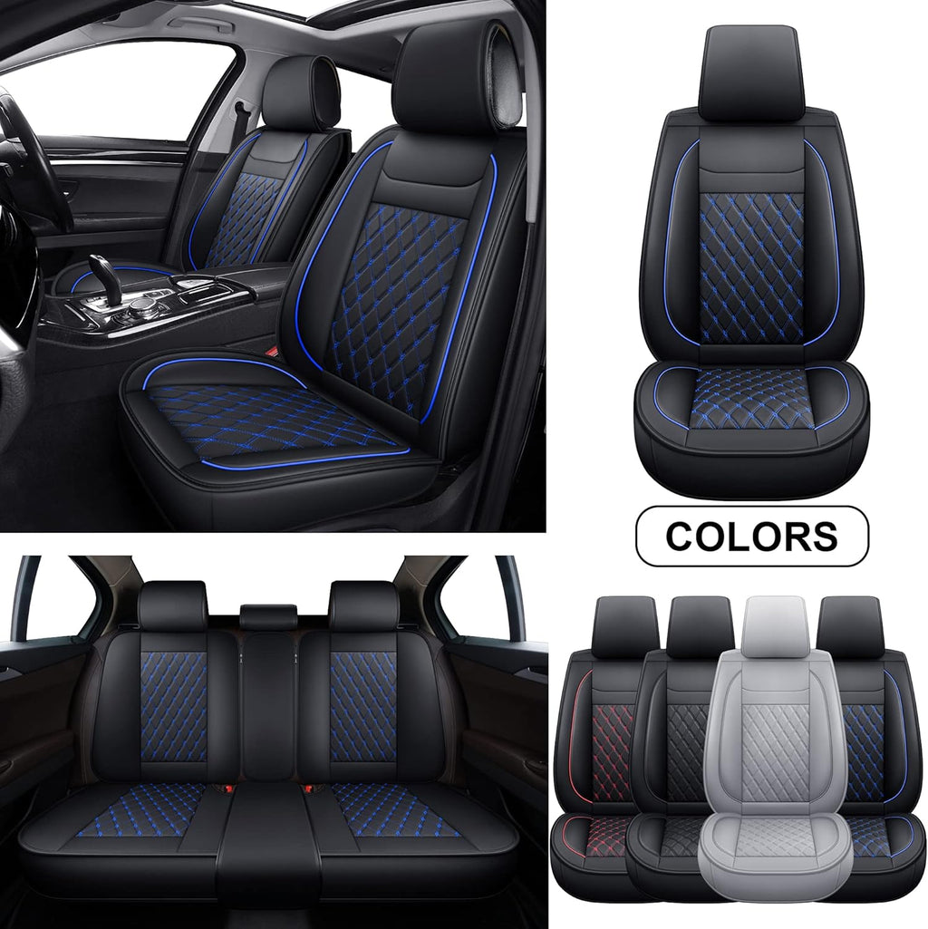 Black Faux Leather Front Car Seat Covers U4713