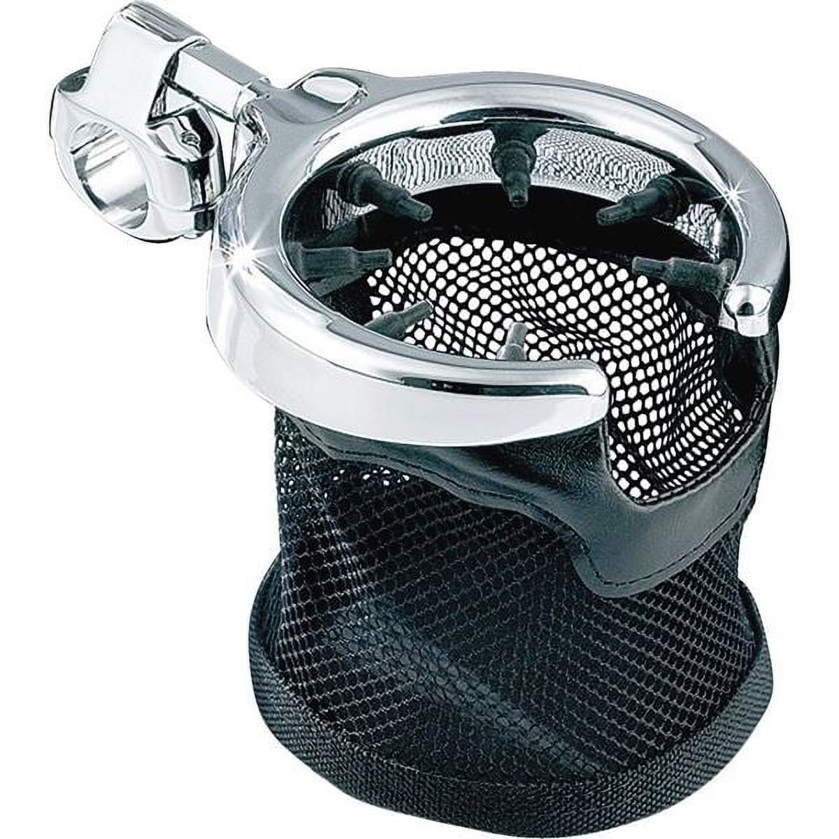 Chrome Motorcycle Handlebar Cup Holder with Mesh Basket Z84124