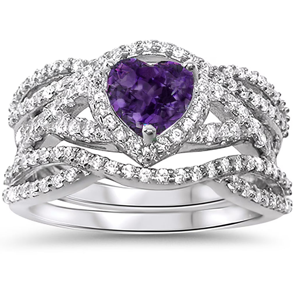 Purple Heart Sterling Silver Ring Guard Wrap Set Size 5 M829