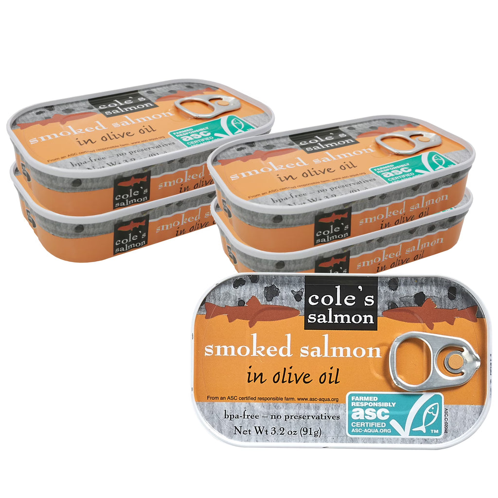 Canned Smoked Salmon in Extra Virgin Olive Oil, 3.2 oz (5 Pack) L879