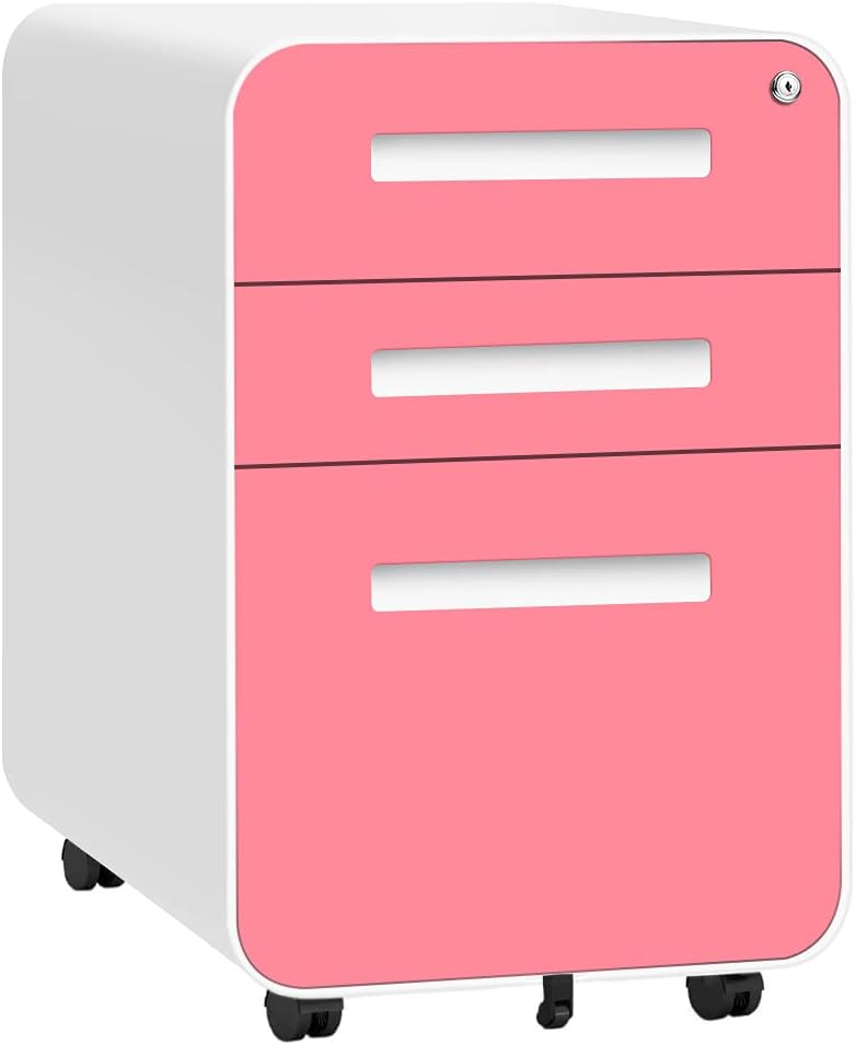 Blue 3 Drawer Locking Metal Rolling File Cabinet T8752