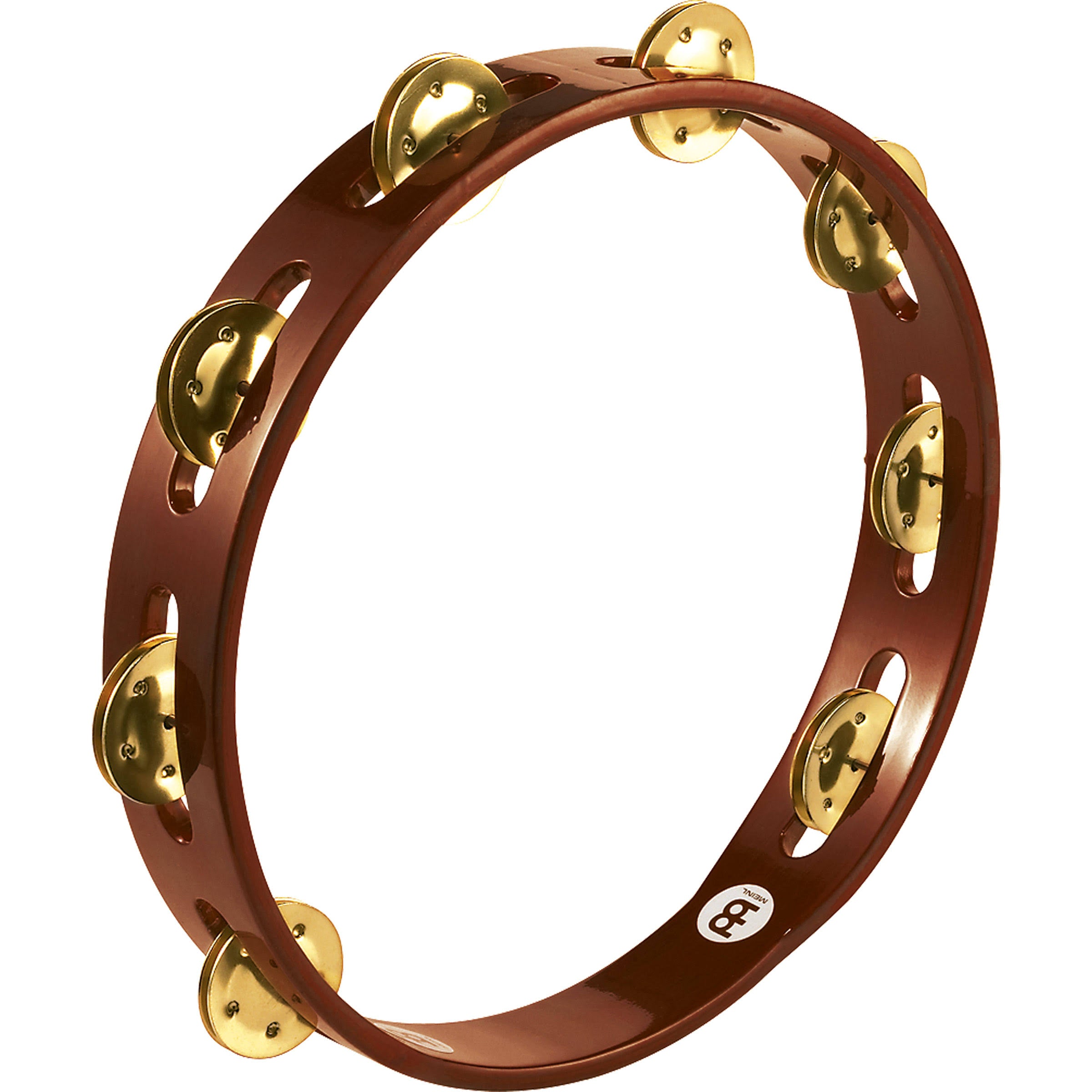 African Wood Tambourine with Brass Jingles G398
