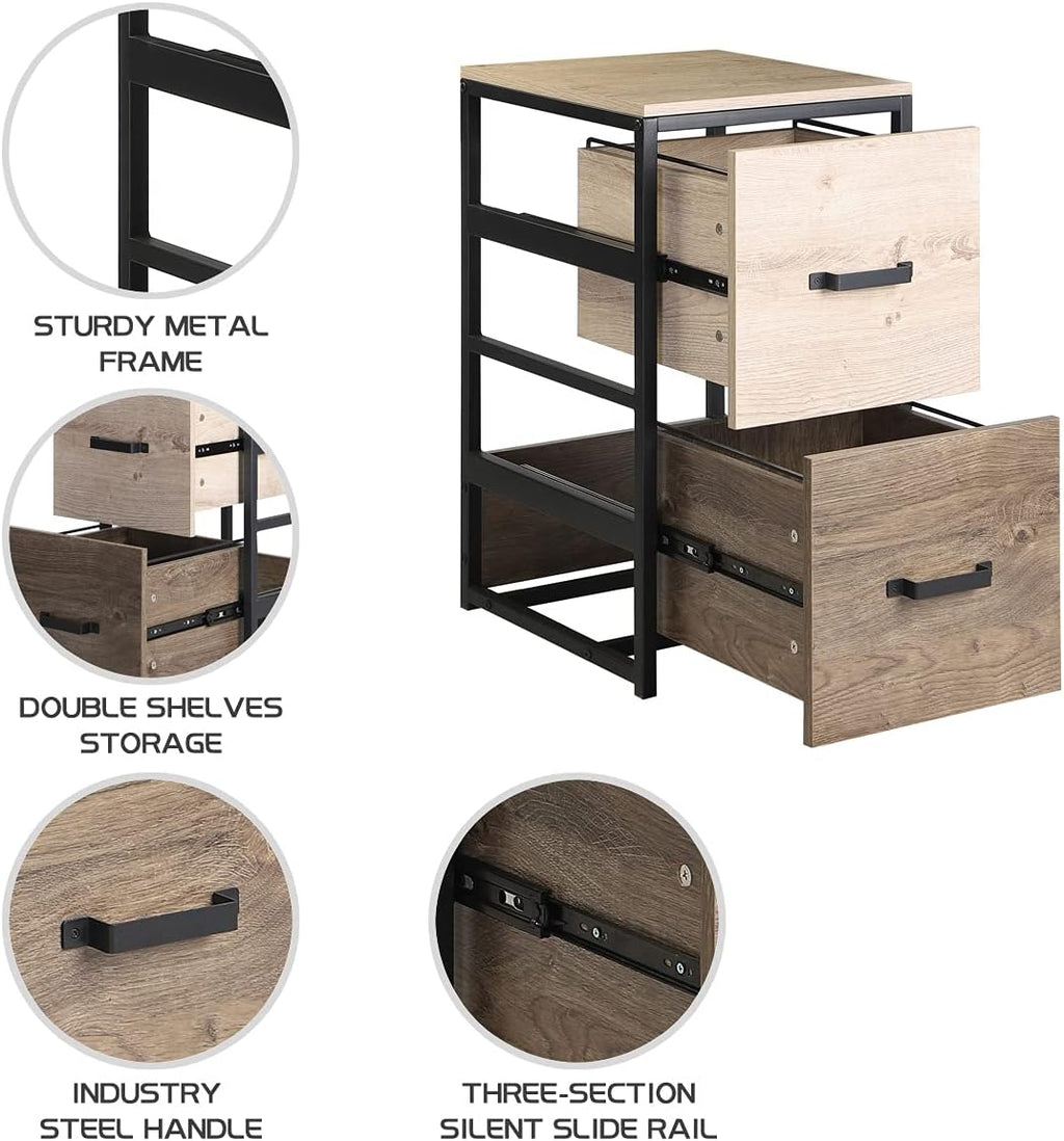 Wood File Cabinet with 2 Drawers, Brown V551180