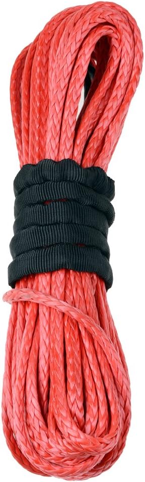 85ft x 3/8 inch Synthetic Winch Line Rope with Heat Rock Guard T394