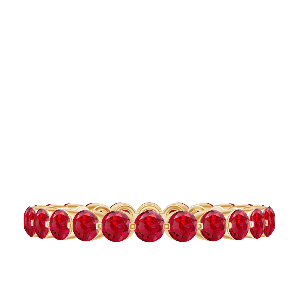 Lab Created Ruby Eternity Ring, 10K Yellow Gold, US 4.25 G5991