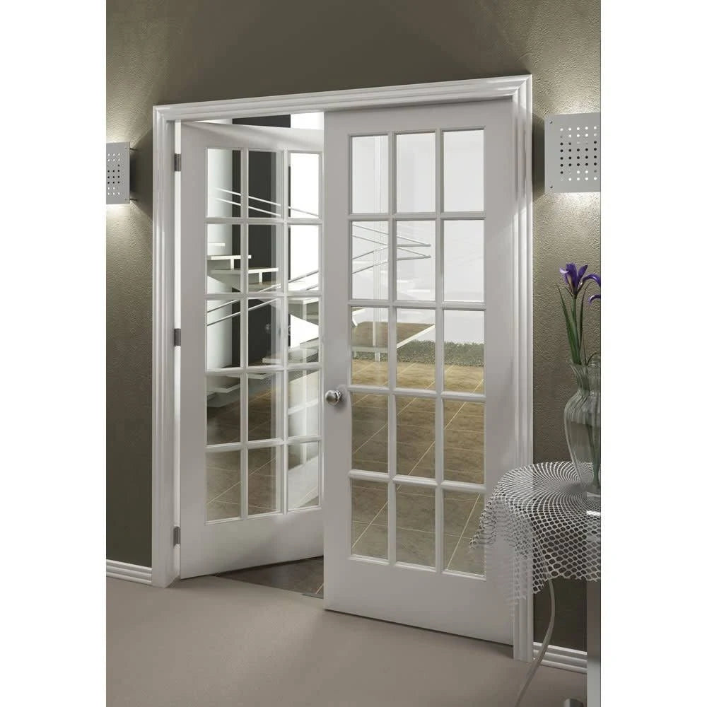 Beige Slab Glass French Doors A6934