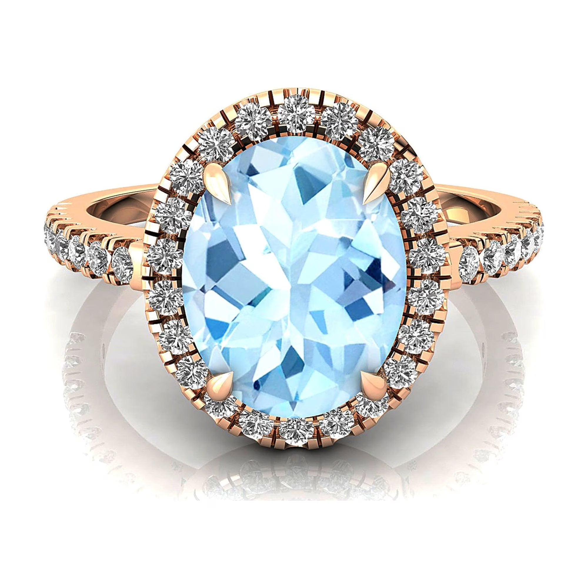 14k Solid Gold Aquamarine Ring W840