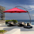 11 FT Curvy Aluminum Offset Cantilever Umbrella with Base Y348