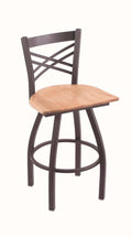 Pewter Swivel Stool with Natural Oak Seat D89987