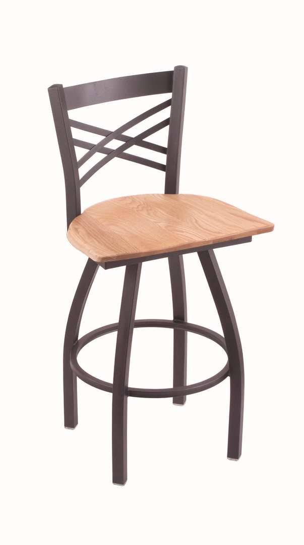 Pewter Swivel Stool with Natural Oak Seat D89987