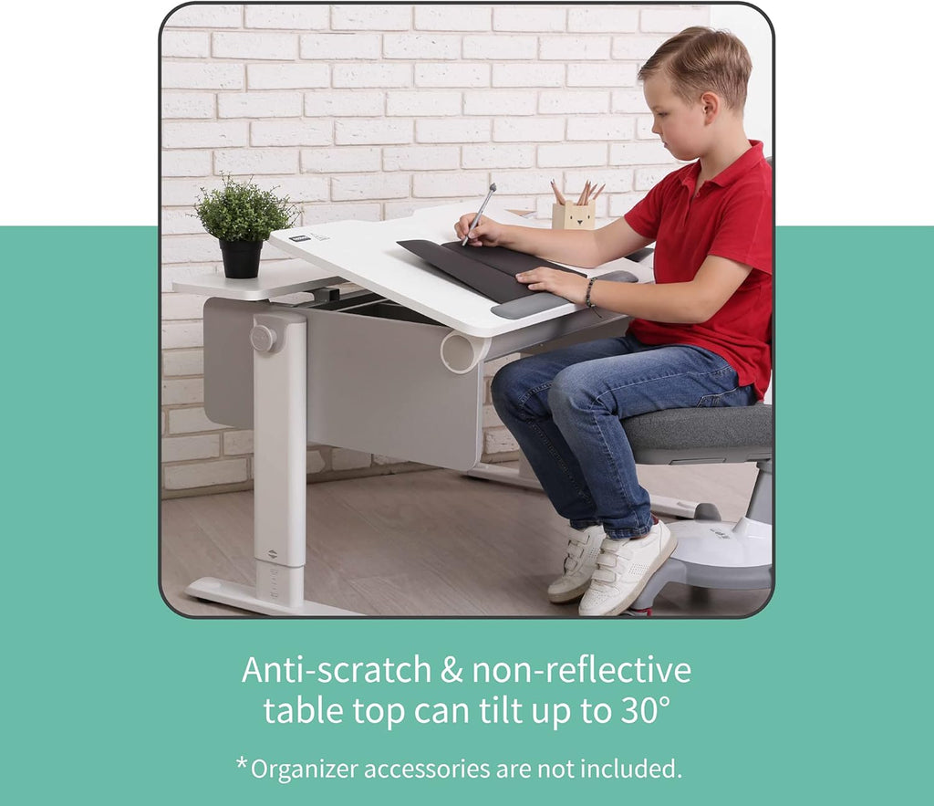 L-Shaped Study Desk with Adjustable Height and Tilt O32488