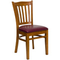 Burgundy Vinyl Seat Cherry Wood Restaurant Chair C747