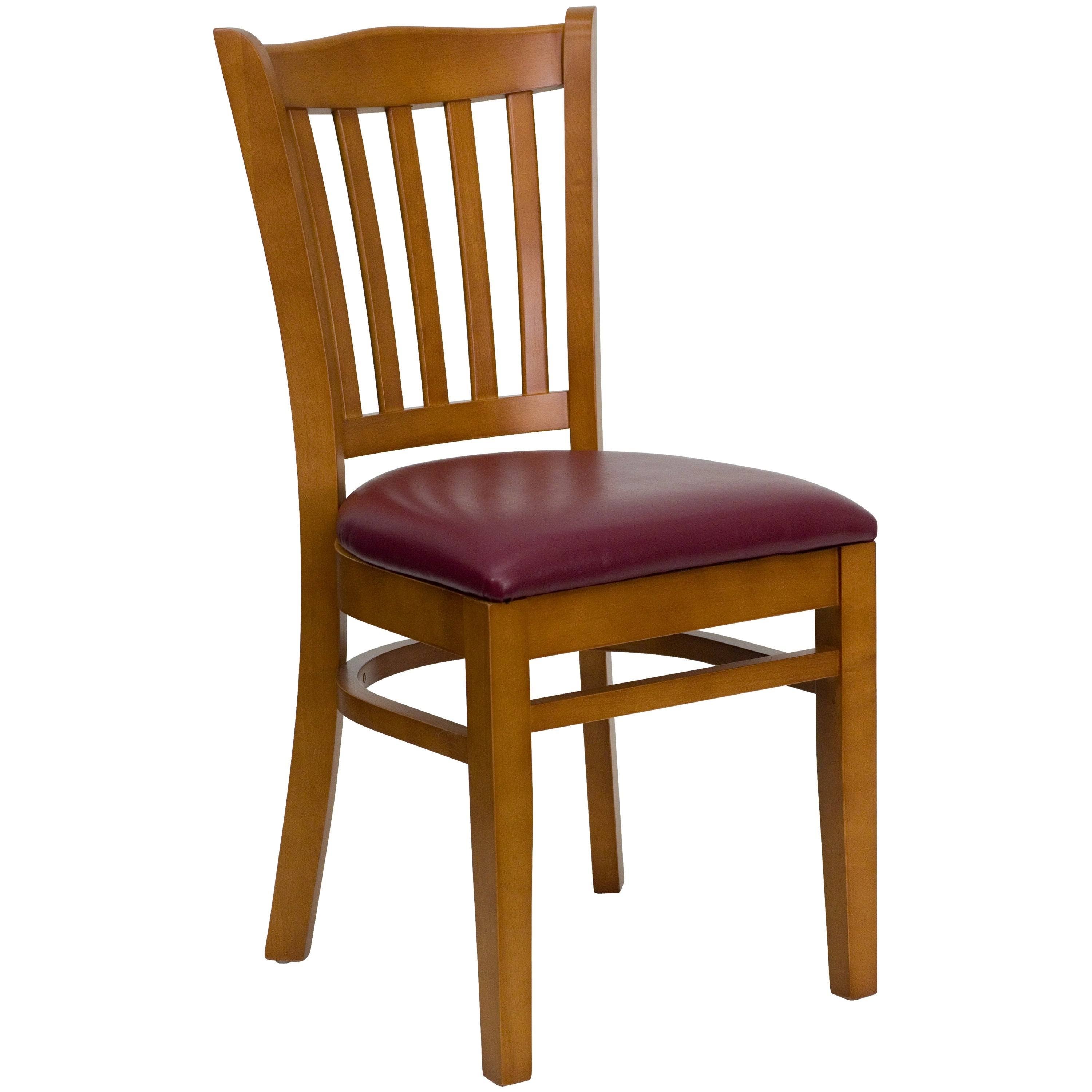 Burgundy Vinyl Seat Cherry Wood Restaurant Chair C747