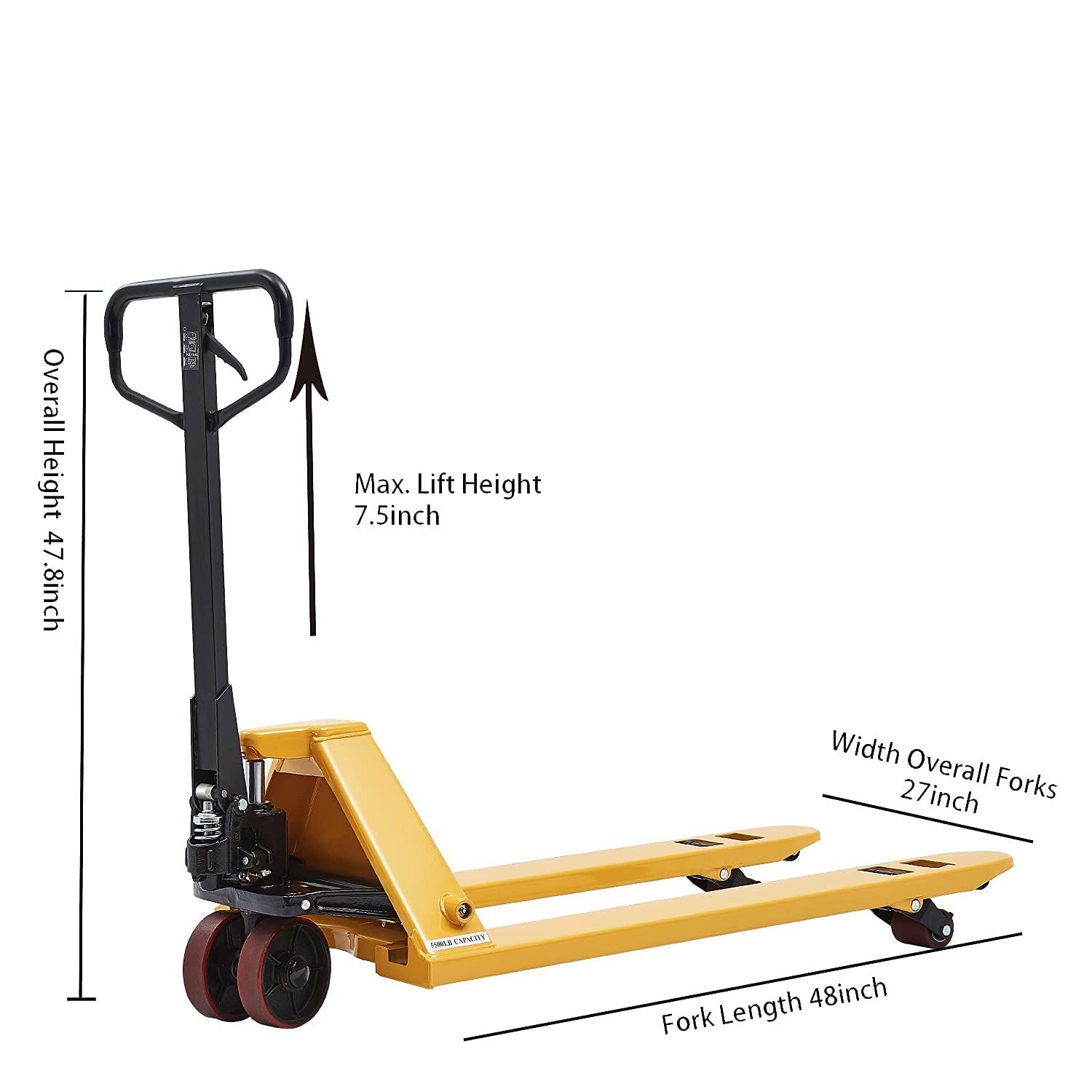 Heavy Duty Pallet Jack/Truck 7700lbs Capacity 48" L×27" W B9689