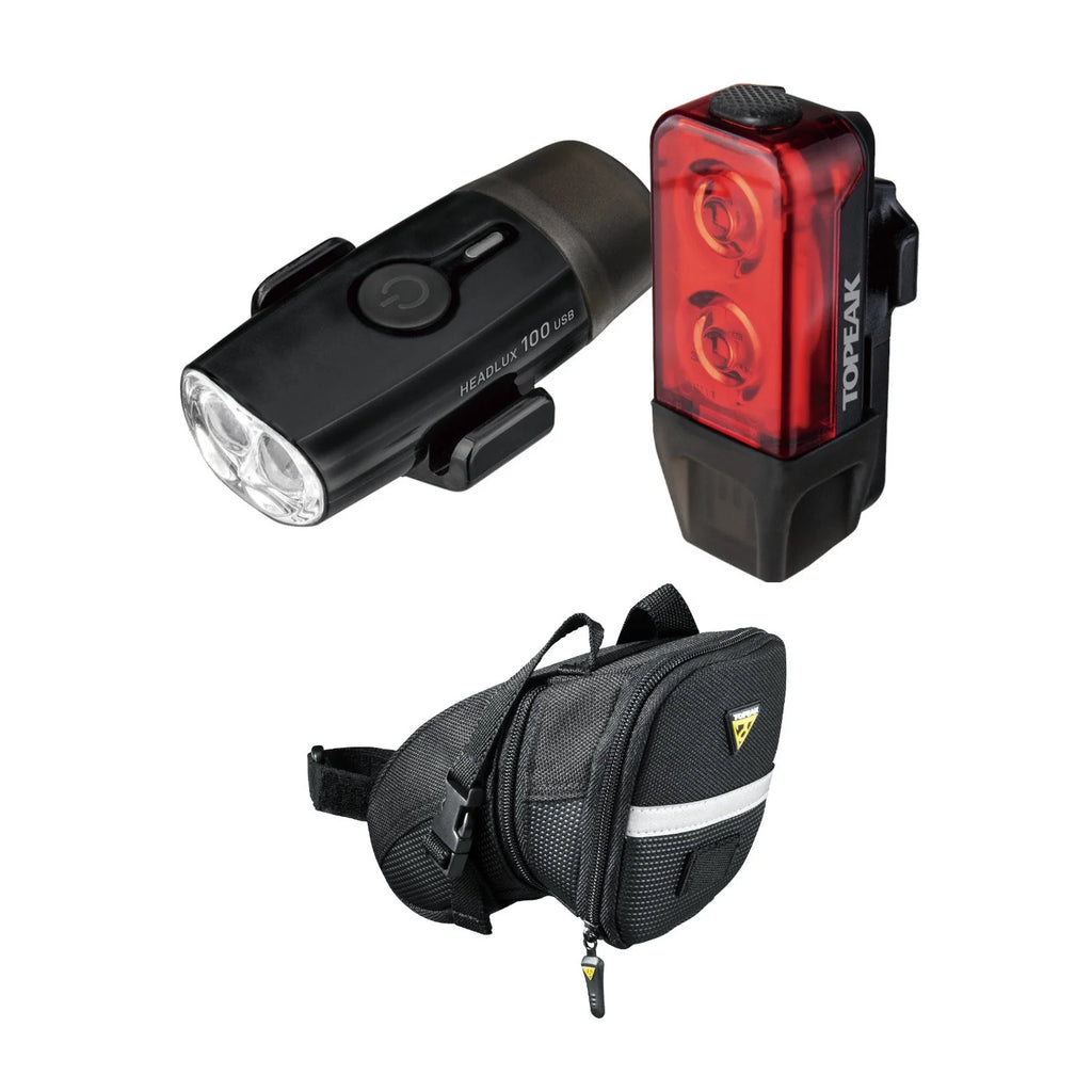 USB Combination Light Set with Bike Seat Bag T9143