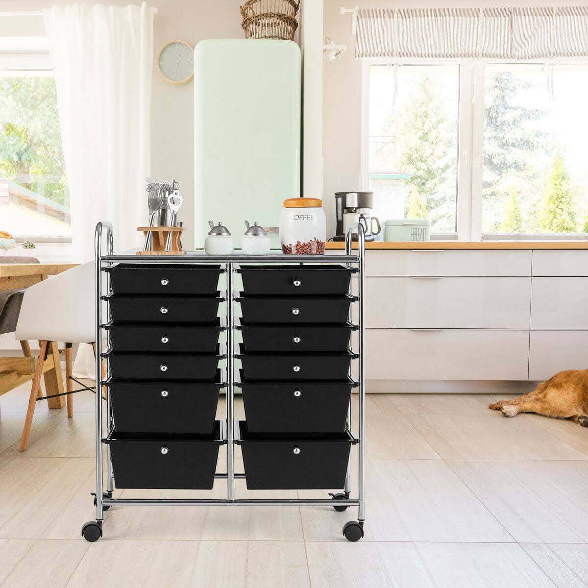 12 Drawers Black Rolling Storage Cart C956349
