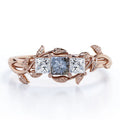 Triple Stone Engagement Ring with Salt and Pepper Diamond and Moissanite H609078