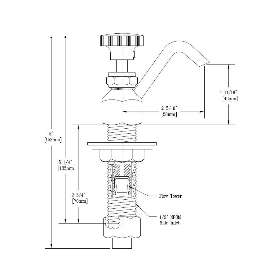 Brass Flow Control Dipperwell Faucet with 1.20 GPM Flow Tower D490159